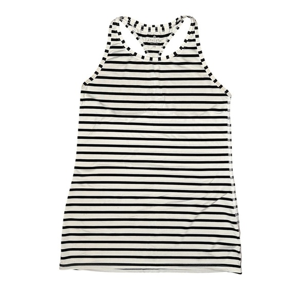 Athleta Black & White Striped High Neck Racerback Tank Top – Size XS - Picture 1 of 8